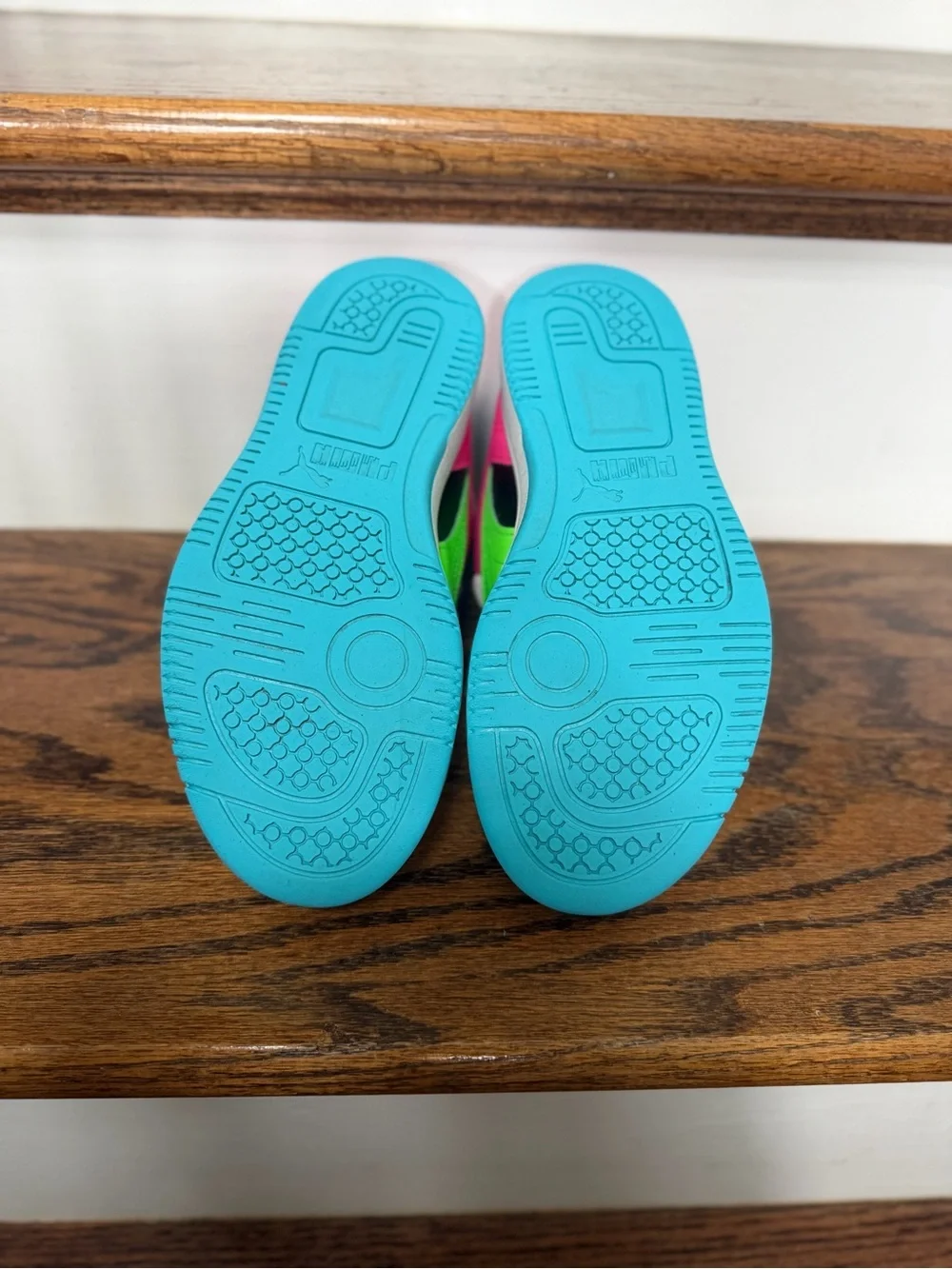 Puma Kids' Mid-Top Sneakers in Black, White, Turquoise & Pink